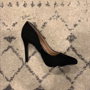 Black suede pumps